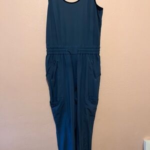 ATHLETA Unbound Jumpsuit Iron Blue Size Xsmall Tall Jogger Sleeveless Tie Waist
